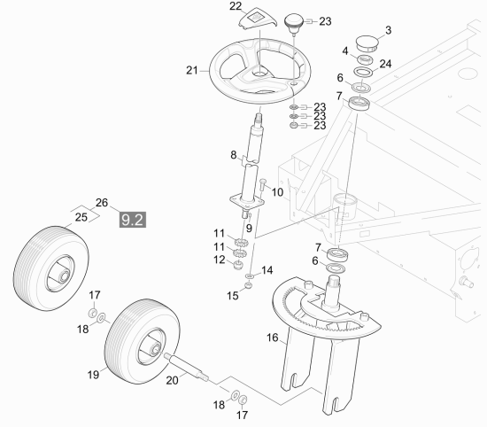 KÄRCHER Professional Ersatzteile Kehrmaschinen KM 100/100 R D  Lenkung 1.280-115.0