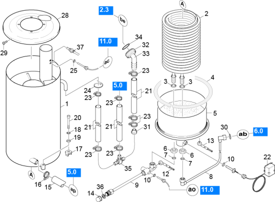 KÄRCHER Professional Ersatzteile Hochdruckreiniger Heisswasser HDS 9/16-4 ST GAS EU-I 1.251-900.0 Durchlaufkessel