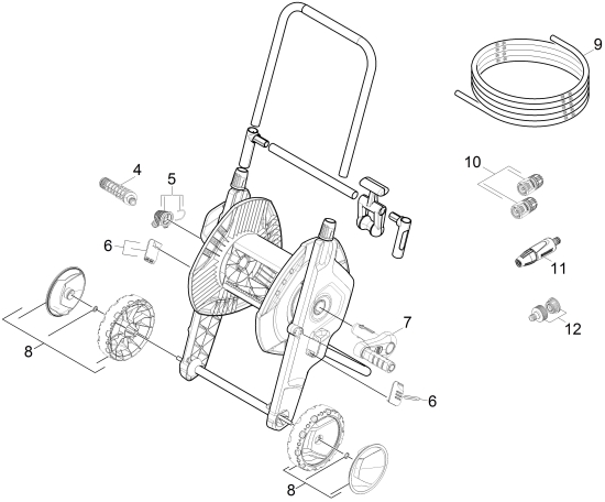KÄRCHER Ersatzteile Bewässerungssystem Schlauchwagen HT 4.530 Kit 1/2 2.645-345.0 Hose trolley HT 4.530 Kit 1/2,Enrollador móvil de manguera HT 4.530 Kit 1/2
