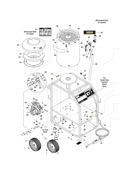 KÄRCHER Professional Ersatzteile Hochdruckreiniger Heisswasser HDS 2.0/10 ED CAGE AC VRTICAL OIL FIRED 1.109-101.0 STP MAIN ASSEMBLY