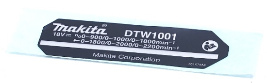 Makita Ersatzteile Akku-Schlagschrauber DTW1001 Typenschild DTW1001