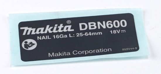 Makita Ersatzteile Akku-Stauchkopfnagler DBN600 Typenschild DBN600