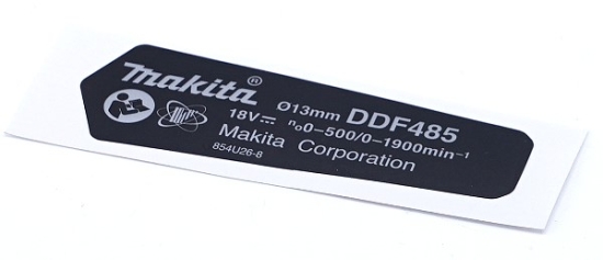 Makita Ersatzteile Akku-Bohrschrauber DDF485 Typenschild DDF485