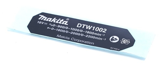 Makita Ersatzteile Akku-Schlagschrauber DTW1002 Typenschild DTW1002