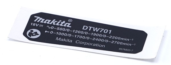Makita Ersatzteile Akku-Schlagschrauber DTW701 Typenschild DTW701