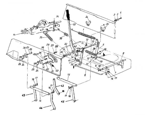 Ersatzteile Novotrac Rasentraktoren NOVO SUPER 110 SL Typ: 135-6821 (1985) Mähwerksaushebung