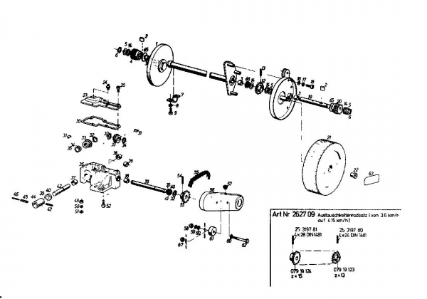 Ersatzteile Gutbrod Motormäher mit Antrieb HB 45 R Typ: 02627.03  (1985) Getriebe, Räder