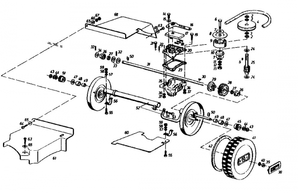 Ersatzteile Gutbrod Motormäher mit Antrieb HB 55 R Typ: 02882.01  (1985) Getriebe, Räder