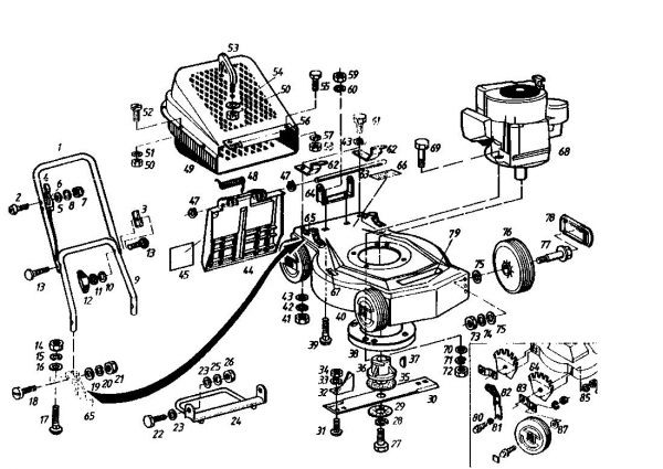 Ersatzteile Gutbrod Motormäher Turbo 45 B-B Typ: 02876.02  (1985) Grundgerät