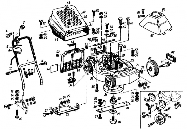 Ersatzteile Gutbrod Elektromäher Turbo 45 E Typ: 02875.01  (1985) Grundgerät