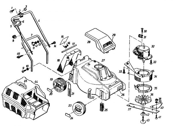 Ersatzteile Gutbrod Elektromäher HE 40 Typ: 02889.02  (1985) Grundgerät