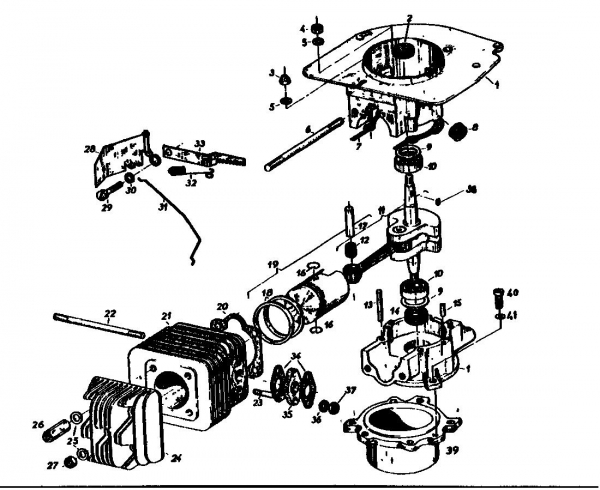 Ersatzteile Gutbrod Balkenmäher BM 100-2/G Typ: 07507.02  (1985) Kurbelgehäuse, Zylinder