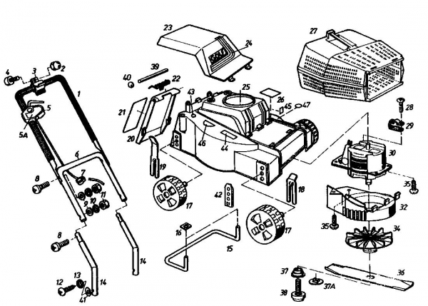Ersatzteile Golf Elektromäher 132 HE Typ: 02872.01  (1986) Grundgerät