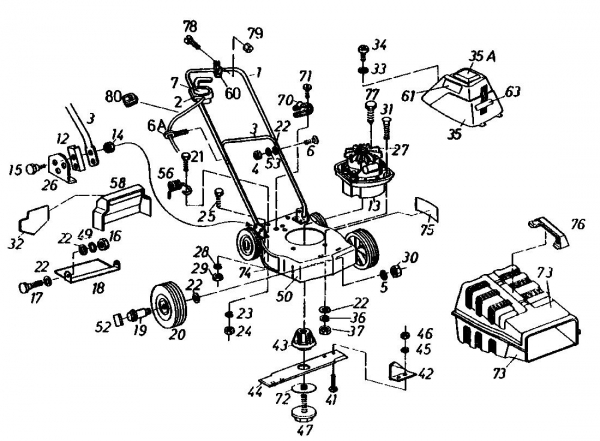 Ersatzteile Golf Elektromäher 335 HE Typ: 02873.04  (1986) Grundgerät