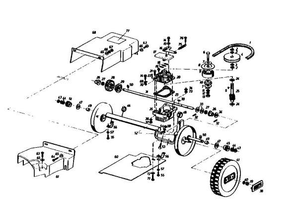 Ersatzteile Gutbrod Motormäher mit Antrieb HB 55 R Typ: 02882.01  (1986) Getriebe