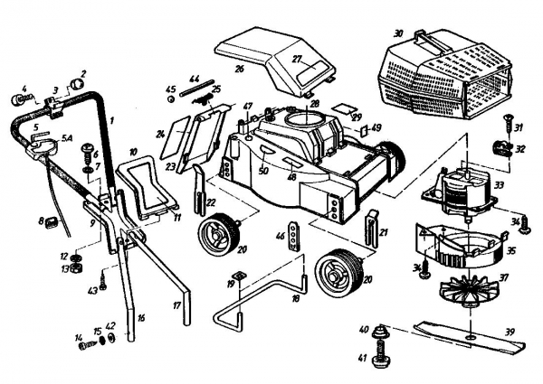 Ersatzteile Gutbrod Elektromäher HE 32 Typ: 02872.02  (1986) Grundgerät
