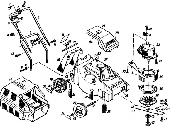 Ersatzteile Gutbrod Elektromäher HE 40 Typ: 02889.04  (1986) Grundgerät
