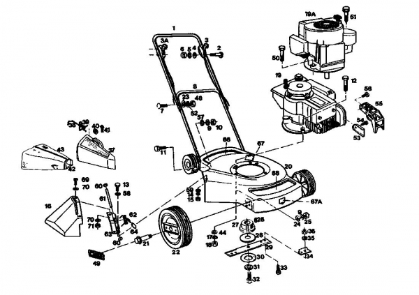 Ersatzteile Gutbrod Motormäher Turbo 45 SB-B Typ: 02894.02  (1986) Grundgerät