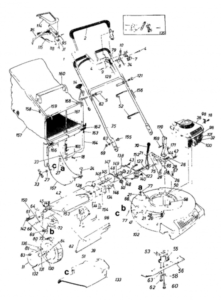 Ersatzteile MTD Benzin Rasenmäher mit Antrieb Variant 53 S Typ: 127-8820  (1987) Grundgerät 