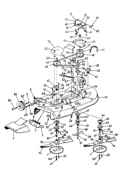 Ersatzteile Super Rasentraktoren Super 114 Typ: 137-7040 (1987) Mähwerk 44"/112cm