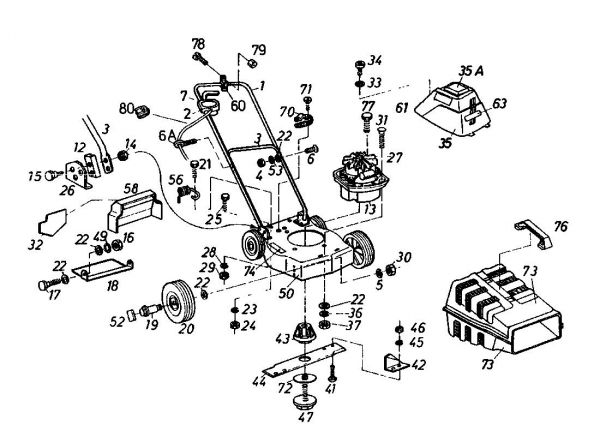 Ersatzteile Golf Elektromäher 335 HE Typ: 02873.04  (1987) Grundgerät