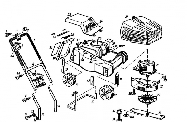 Ersatzteile Golf Elektromäher 132 HE Typ: 02872.01  (1987) Grundgerät