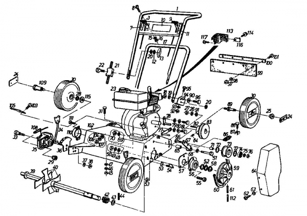 Ersatzteile Gutbrod Motorvertikutierer VS 40 A Typ: 00054.04  (1987) Grundgerät