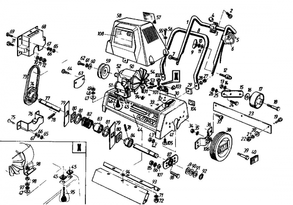 Ersatzteile Gutbrod Elektrovertikutierer VE 35 Typ: 02645.09  (1987) Grundgerät