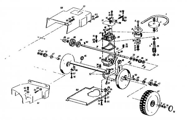 Ersatzteile Gutbrod Motormäher mit Antrieb HB 55 R Typ: 02882.05  (1987) Getriebe