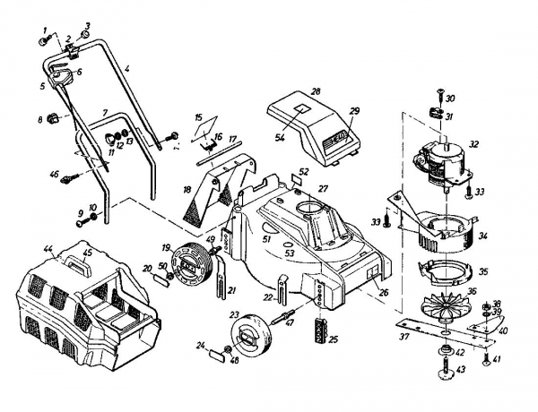 Ersatzteile Gutbrod Elektromäher HE 40 Typ: 02889.04  (1987) Grundgerät