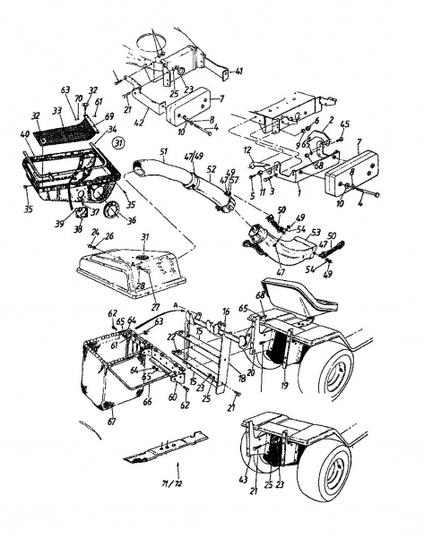 Ersatzteile Zubehör Garten- und Rasentraktoren Grasfangeinrichtung für 600 Serie Kastenrahmen mit Mähwerk F (38/96cm) Typ: 190-0640  (1987) Grundgerät