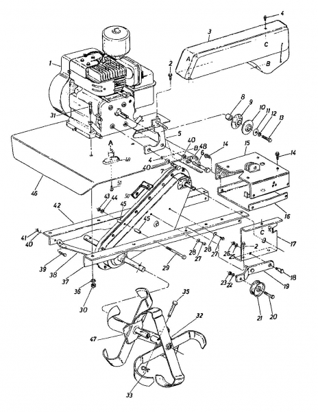 Ersatzteile MTD Motorhacke Gartentiller 3 Typ: 218-3200  (1988) Grundgerät 