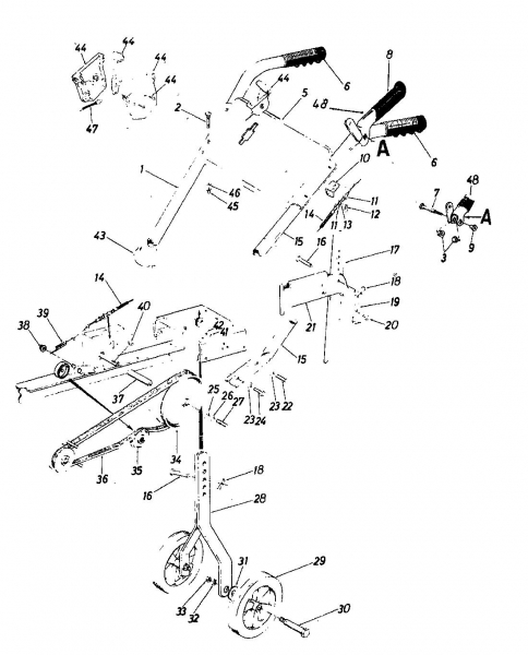 Ersatzteile MTD Motorhacke Gartentiller 3 Typ: 218-3200  (1988) Holm 