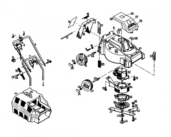 Ersatzteile Gutbrod Elektromäher HE 40 Typ: 02889.04  (1988) Grundgerät