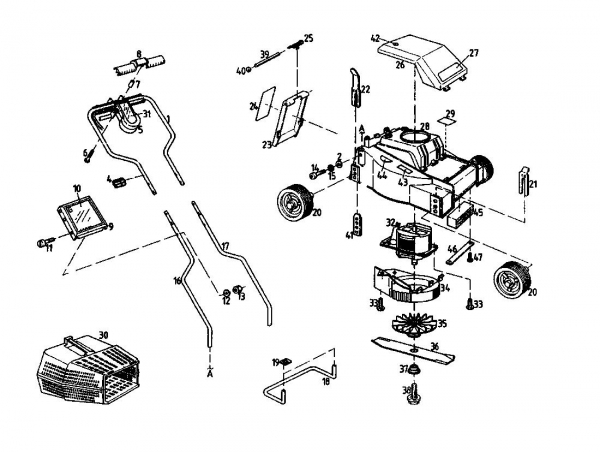 Ersatzteile Gutbrod Elektromäher HE 32 Typ: 02845.01  (1988) Grundgerät