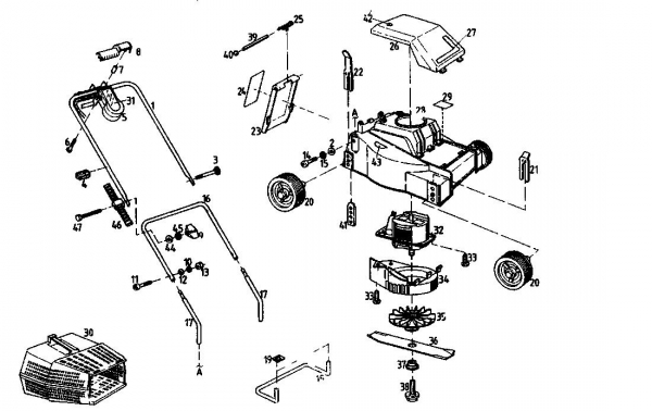 Ersatzteile Golf Elektromäher 132 HE Typ: 02845.04  (1988) Grundgerät