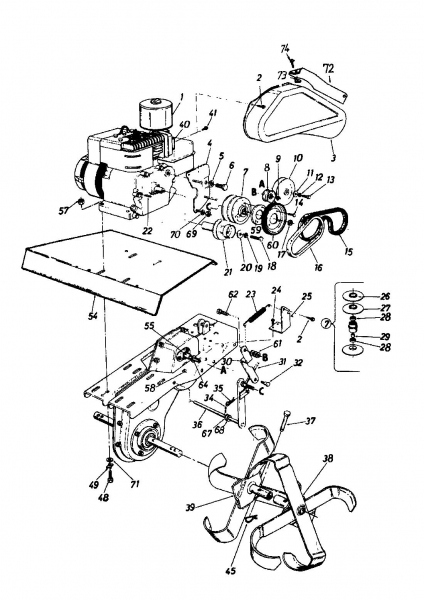 Ersatzteile MTD Motorhacke Deluxe LD Typ: 219-3860  (1989) Hackantrieb 