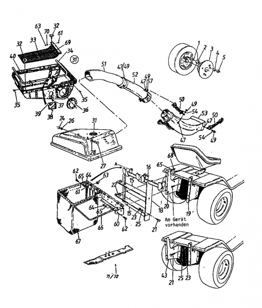 Ersatzteile Zubehör Garten- und Rasentraktoren Grasfangeinrichtung für 600 Serie Kastenrahmen mit Mähwerk G (42/107cm) Typ: 190-0640  (1988) Grundgerät