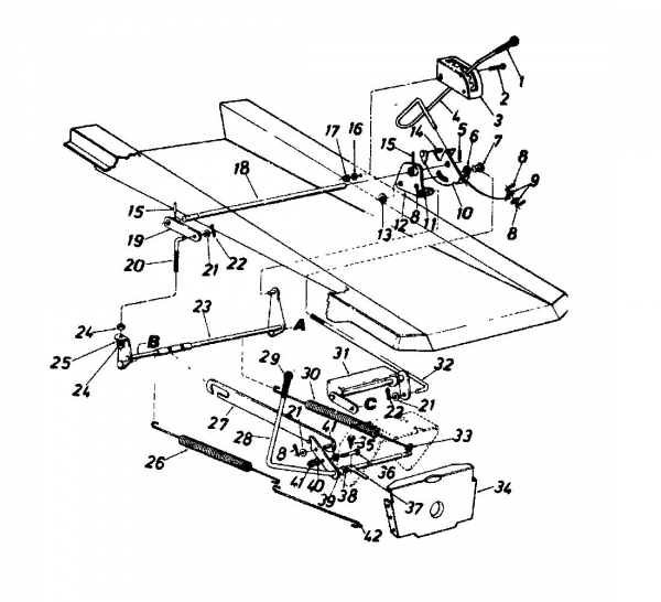 Ersatzteile Columbia Rasentraktoren 8/760 HA Typ: 139-5040 (1989) Mähwerksaushebung