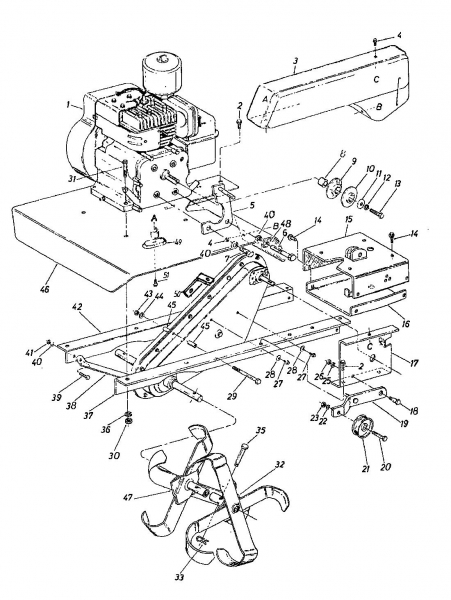 Ersatzteile MTD Motorhacke Gartentiller 5 Typ: 219-3200  (1989) Hacksterne 