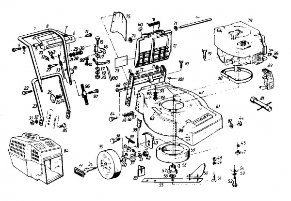 Ersatzteile Gutbrod Motormäher mit Antrieb HB 46 R Typ: 02877.02  (1988) Grundgerät