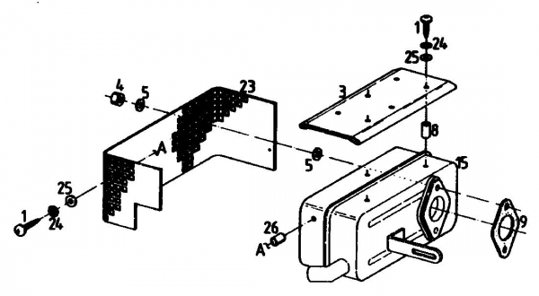 Ersatzteile Gutbrod Balkenmäher BM 100-2/G Typ: 07507.01  (1988) Auspuff
