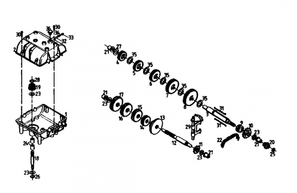 Ersatzteile Gutbrod Rasentraktoren 810 HEBS Typ: 02651.03  (1988) Getriebe