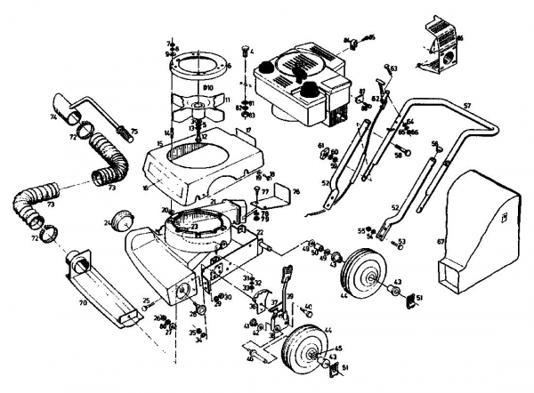 Ersatzteile Gutbrod Laubbläser, Laubsauger LB 55-45 Typ: 02871.01  (1988) Grundgerät