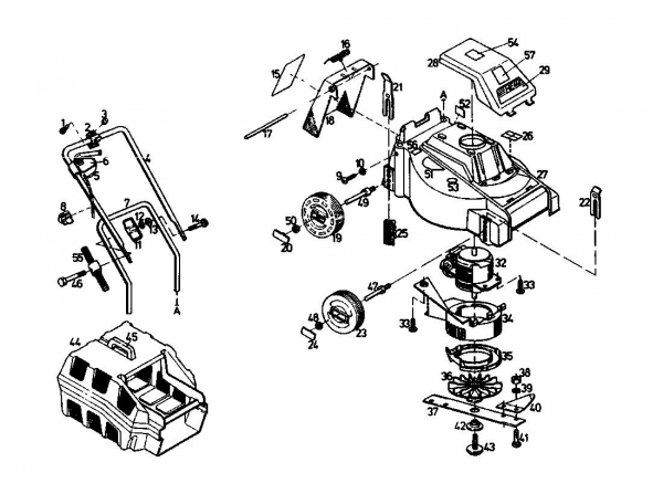 Ersatzteile Gutbrod Elektromäher HE 40 CH Typ: 02889.06  (1988) Grundgerät