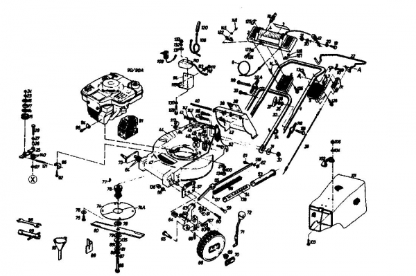 Ersatzteile Gutbrod Motormäher mit Antrieb HB 56 R Typ: 02849.01  (1989) Grundgerät