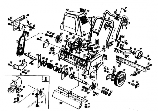 Ersatzteile Gutbrod Elektrovertikutierer VE 35 Typ: 02645.09  (1989) Grundgerät