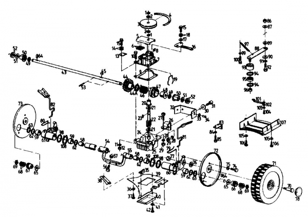 Ersatzteile Gutbrod Motormäher mit Antrieb HB 47 R Typ: 02847.01  (1989) Getriebe