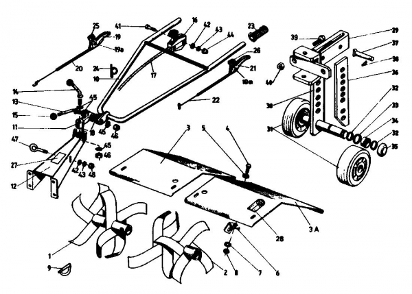 Ersatzteile Gutbrod Motorhacken MB 60-52 Typ: 07514.03  (1989) Hacksterne, Holm