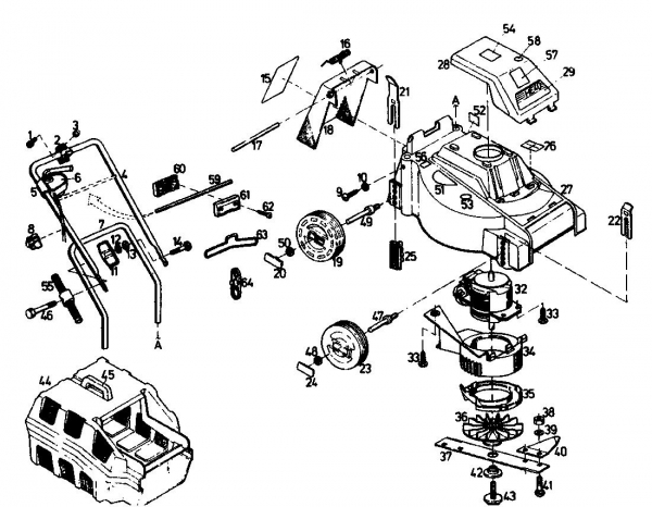 Ersatzteile Gutbrod Elektromäher HE 40 Typ: 02889.04  (1989) Grundgerät